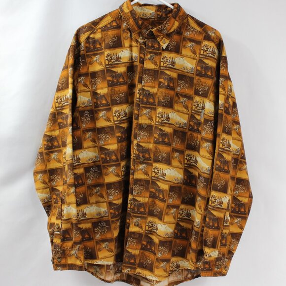 Woolrich Outdoor Bear Pheasant Mountain‎ Nutmeg Boxes Button-down Size XL - Picture 1 of 6